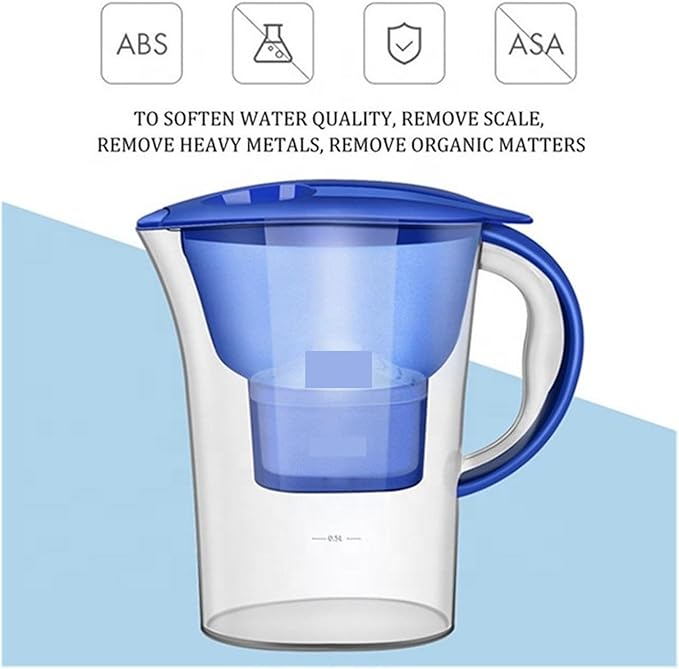 2.5L Household Alkaline Water Filter Pitcher with Universal Filter Portable Plastic Water Pitcher Water Filter Kettle Activated (Color : Replacement Filter)