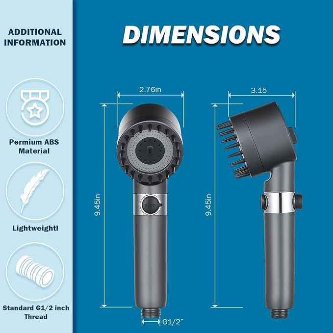 Filtered Shower Head with Handheld High Pressure 4 Spray Showerhead with Filters for Hard Water-Remove Chlorine,ON/OFF Switch for Pets,With 79" Stainless Steel Hose,Bracket,6 Filters, Bath Loofah