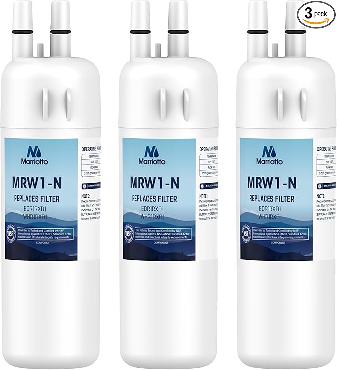 MARRIOTTO EDR1RXD1 Refrigerator Water Filter Compatible with Whirlpool W10295370A, WHR1RXD1, KAD1RXD1, Filter 1, W10295370, P4RFWB, P8RFWB2L, 46-9930, 46-9081 Refrigerator Water Filter, Pack of 3 - AquaVibe