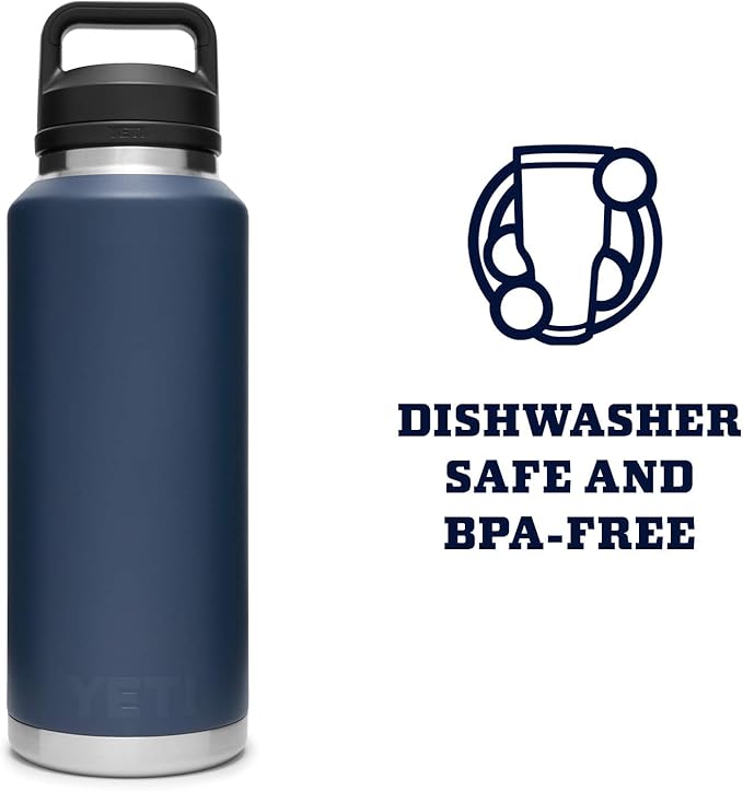 YETI Rambler 46 oz Bottle, Leakproof, Vacuum Insulated, Stainless Steel with Chug Cap, Navy