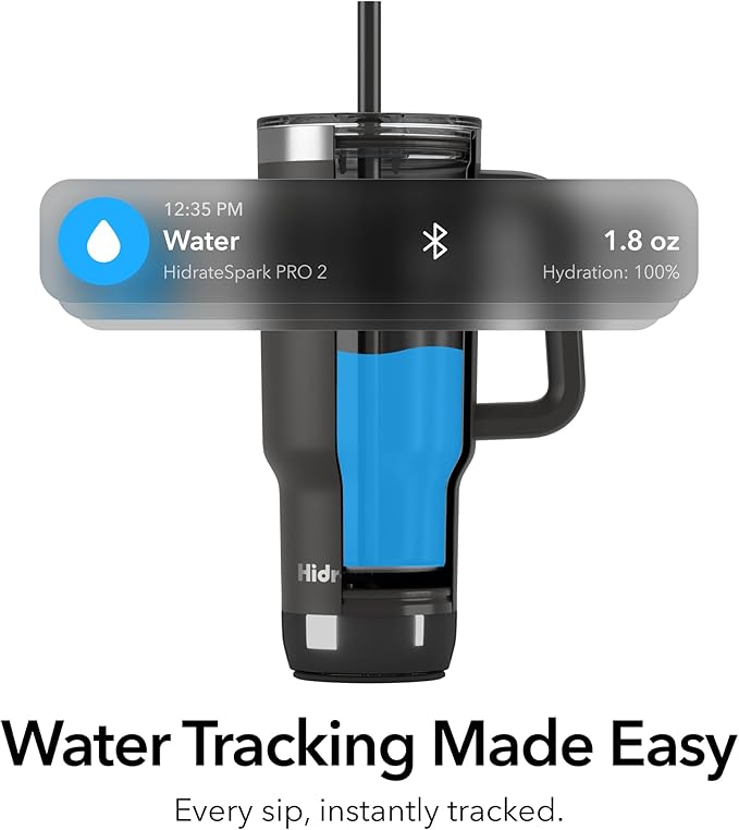 Hidrate Spark PRO 2 30oz Tumbler – Smart Hydration Tumbler with Clinically Accurate Water Tracking & Extended Battery Life - Syncs with Apple Health, Fitbit, Smart Rings & Smart Watches - Black