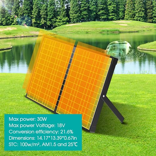 30W Solar Pond Filter with Fountain Pump 360 GPH for Outdoor Pond