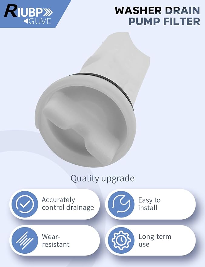 Washing Machine Drain Pump Filter Fit for WBVH5100H0WW、WBVH5100H1WW、WBVH6240F0GG、WBVH6240F0WW Etc Replace WH11X34741 WH23X10029 WH23X10027 AP7205454 4977949 PS16874133 EAP16874133 - AquaVibe