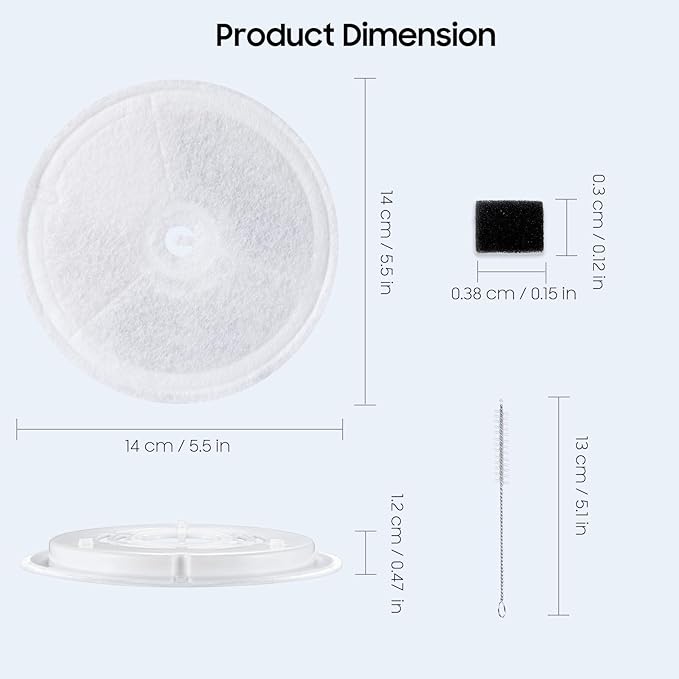 16 PCS Upgraded Filter Unit 3.0 Pet Cat Water Fountain Filters Fit For E versweet Solo 2/Solo SE, E versweet 3 Pro/2S/3, Including Replacement Filters and Replaced Foam Pump Filter (16 pcs)