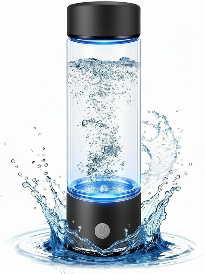 Hydrogen Water Bottle, Portable & Rechargeable – Molecular Hydrogen Water Generator, Alkaline Ionizer, Hydrogenated Water Purifier for Health & Fitness with Hydrogen-Rich Water Black