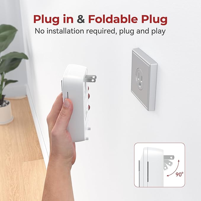 Carbon Monoxide Detectors Plug in,10 Year Replaceable Battery Operated Co Monitor Alarm,Plug and Play Co Detector,Portable Carbon Monoxide Detector for Home,Traval,RV,Hotel GS846A 2 Pack