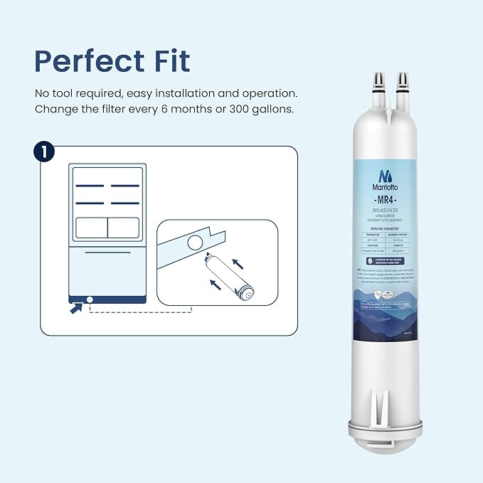 MARRIOTTO MRW4 Refrigerator Water Filter Compatible with EDR3RXD1, 4396841, 4396710, Filter 3, 46-9083,46-9030, 9030, 9083 Refrigerator Water Filter | 3 Pack