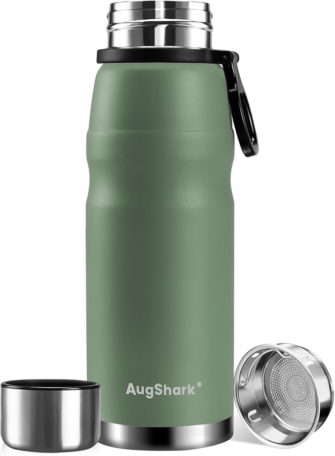 27oz Stainless Steel Insulated Water Bottle Travel Coffee Cup with Lid Leak Proof Metal Water Bottle for Hot and Cold Drink Water Flask (Green)