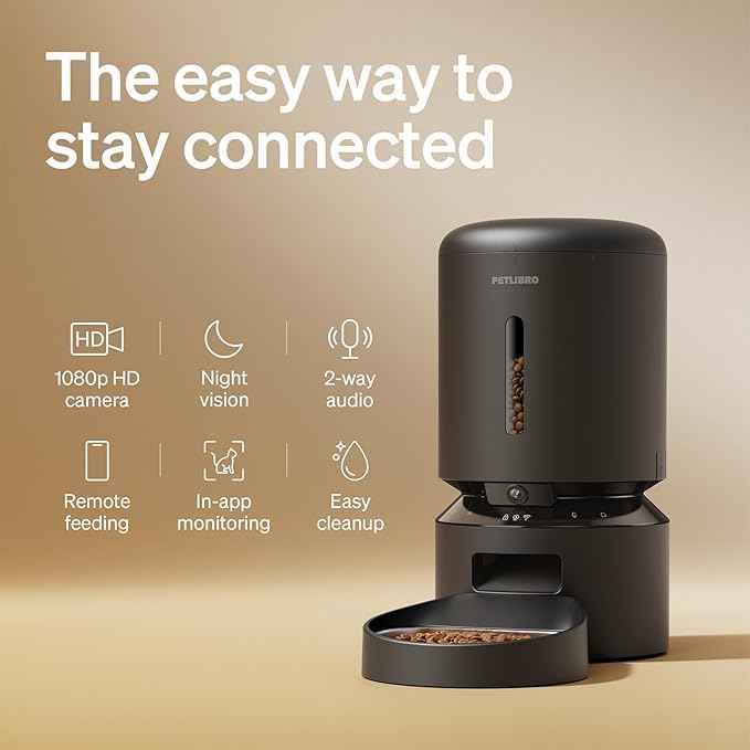 PETLIBRO Automatic Cat Feeder with Camera, 1080P HD Video with Night Vision, 5G WiFi Pet Feeder with 2-Way Audio, Low Food & Blockage Sensor, Motion & Sound Alerts for Cat & Dog Single Tray