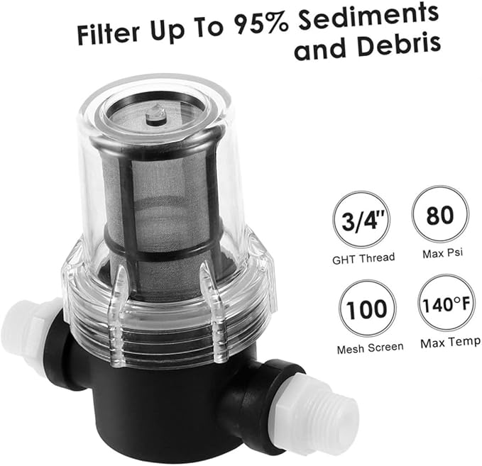 Star Hose Filter Attachment Line Water Hose Filter, Garden Pressure Washer Inlet for RV Camping Car Wash Water