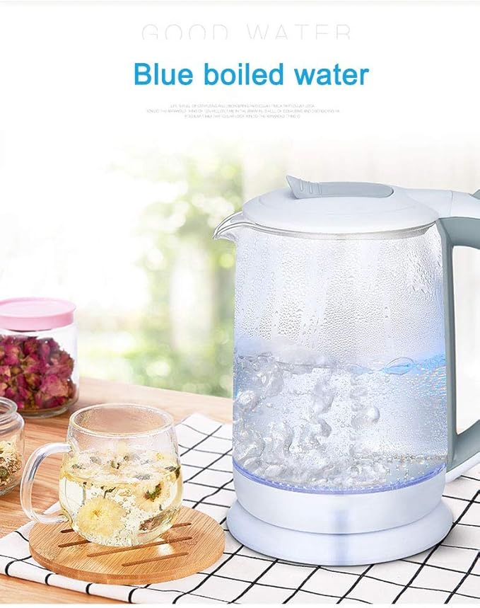 Kettles,1.8L Glass Electric Kettle,1500W Eco Water Kettle with Illuminated Led, Cordless Water Boiler with Stainless Steel Inner Lid Base