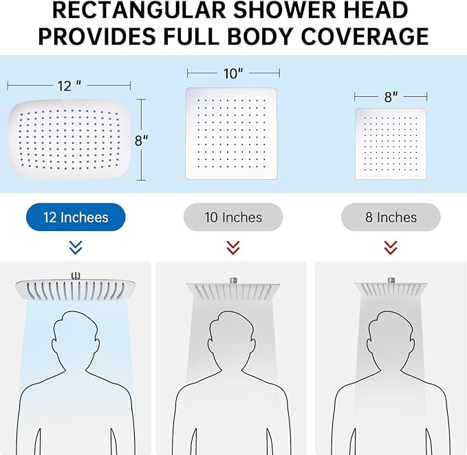G-Promise All Metal 12 Inch Shower Head with Handheld Spray Combo，Rain Shower Head with Handheld Built-in Power Wash Mode, with 16 Stage Shower Filter For Hard Water, Reduces Chlorine and Fluoride (Ch