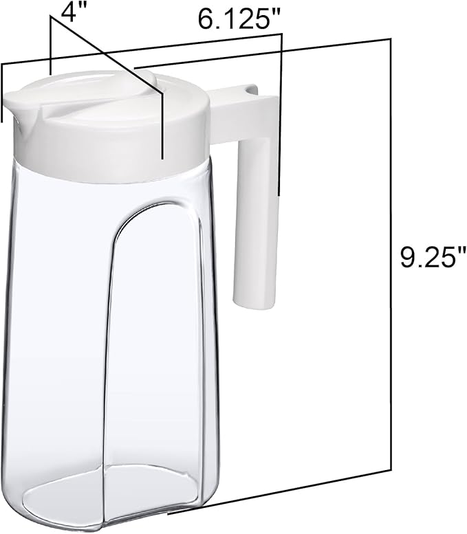 Amazing Abby - Slim Mini - 2-Pack Tritan Pitcher (48 oz), Unbreakable Plastic Water Pitcher with Lid, BPA-Free, Heat-Resistant, Dishwasher-Safe, Great for Both Iced and Hot Drinks, White