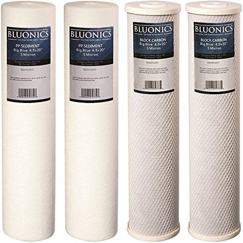 Sediment & Carbon Block Water Filters 4pcs 4.5" x 20" (2 Count)