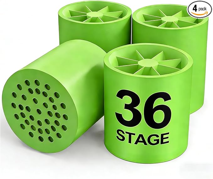 Shower Water Filter, 36-Stage High Output Filtered Shower Head, Shower Head Filter for Hard Water for Hard Water, Removes Chlorine, Fluoride (36 Stage Shower Filter Replacement Green)