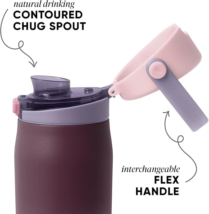 Simple Modern Mesa Sport Water Bottle with Covered Chug Lid | 24oz Cup Holder Friendly Insulated Stainless Steel Bottle for Gym, Sports and Travel | Cherry Wine