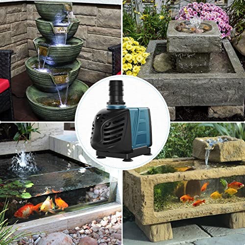 Aquarium 800 GPH Submersible and Inline Water Pump 55W 8ft High Lift AC 120 V Quiet Return Pump with 6 ft. Power Cord for Large Fish Tanks Pond Waterfalls Fountains Sumps and Gardens