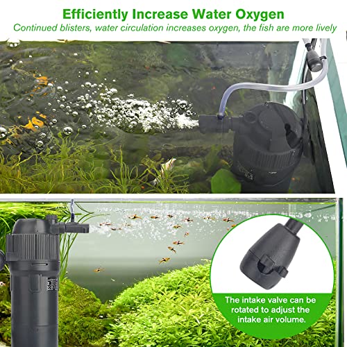 4-in-1 Submersible U-V Filter Pump, Internal Green Water Killer with Timer, 210GPH 8W Adjustable Fish Tank Filter, Increase Oxygen for 40-80 Gallon Aquarium Tank