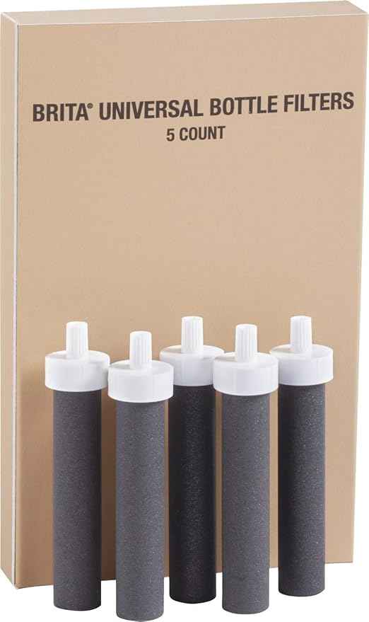 Brita Water Bottle Replacement Water Bottle Filters, Black, 5 Count