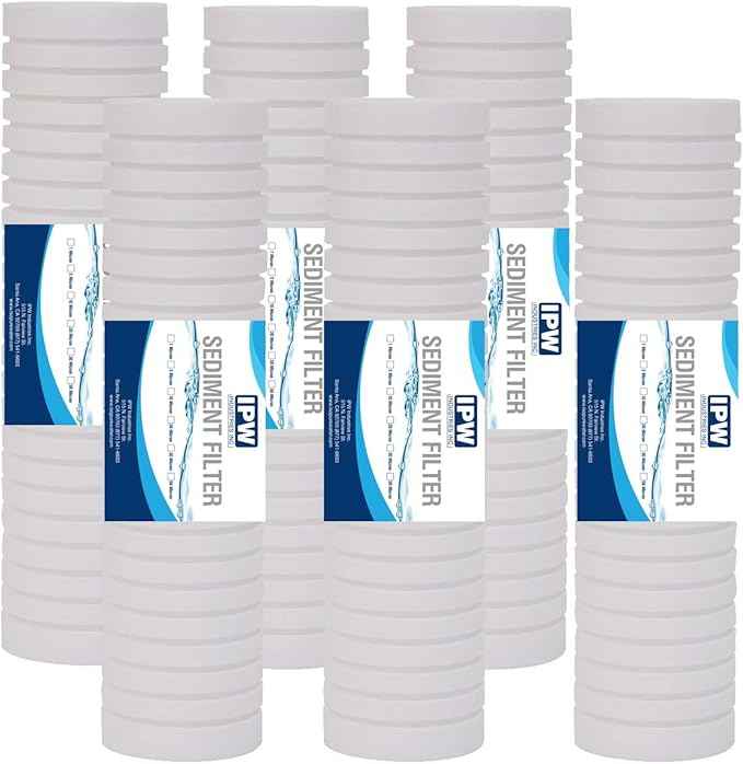 1 Micron 10" x 2.5" Grooved Sediment Water Filter Replacement Cartridge | Reverse Osmosis | Whole House Sediment Filtration | Compatible with P5, AP110, WFPFC5002, CFS110, RS14, 6-Pack