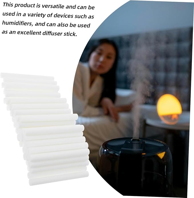 50pcs White Humidifier Cotton Sticks Replacement Filters for Oil Diffuser and Car Humidifier 10x100mm Absorbent Wands for Essential Oil Aromatherapy - AquaVibe