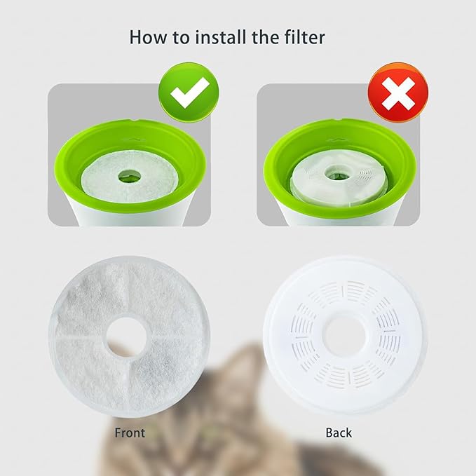 12 Pack Cat Water Fountain Filters for Catit, Triple Action Replacement Filters for Catit Flower Fountain and Catit Stainless Steel Fountain