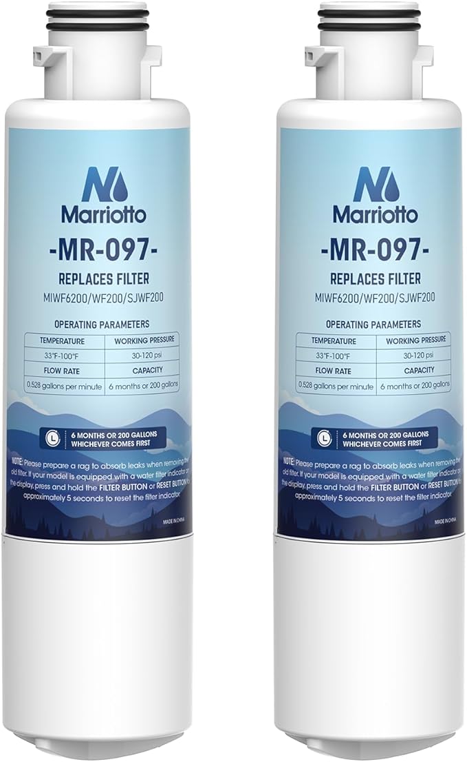 MARRIOTTO MIWF6200 Water Filter Replacement,Compatible with Midea French Door and Side-by-side Refrigerators,Sharp SJWF200,SJG2254FS (2 Pack) - AquaVibe