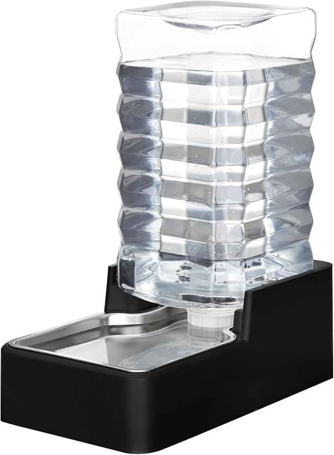 RIZZARI Stainless Steel Pet Water Feeder: 10L Gravity Leak-Proof Auto Refill Water Dispenser - Non-Slip Base- Without Filter -Easy Clean - for 40-60 LB Dogs- Home/Office/Travel