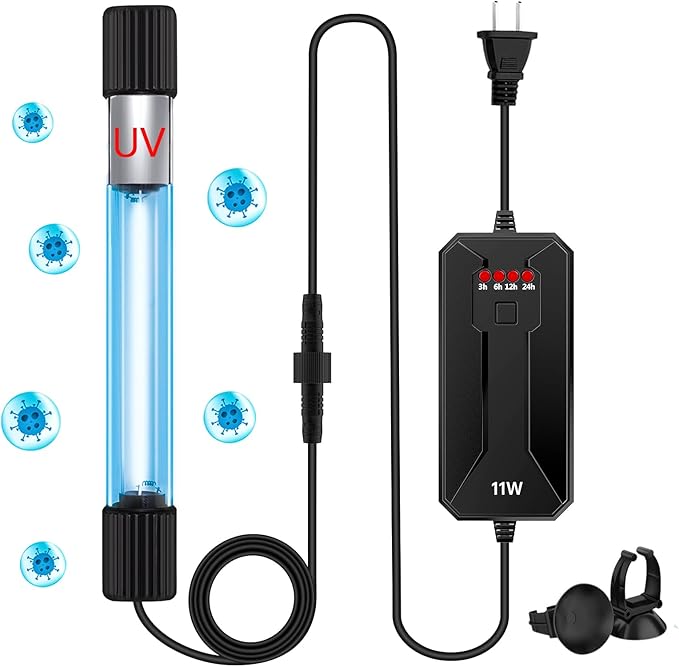 Aquarium Clean Light，9W & 11W Aquarium Algae Bloom Clean Light with Timer,Submersible Waterproof Lamp for Fish Tank Pond，Water Clean Green Clear Waterproof Clean Lamp for Sump Swim Pool