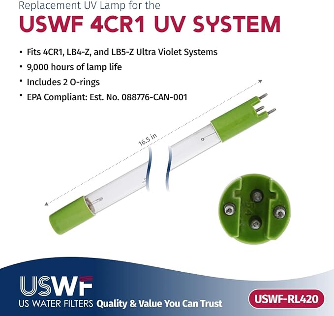 RL420 Replacement UV Lamp for USWF 4CR1 Treatment System, Made in the USA, US Water Filters