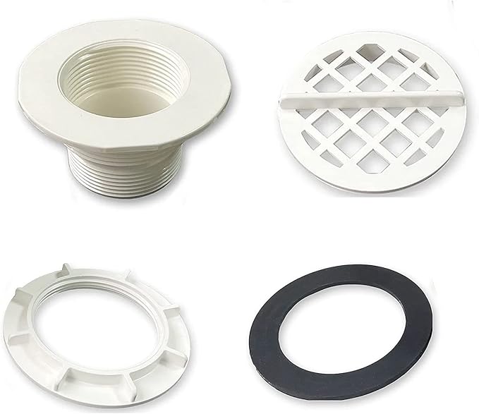 Threaded Inlet Strainer Kit Replacement for Above Ground Pool Setup and Pool Sand Filter Pump (with Filter Nut and Rubber Washer) - AquaVibe