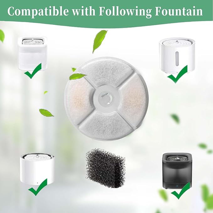 6 PCS Cat Water Fountain Filter, Replacement Filters and Sponges for E versweet Solo 2/Solo SE Pet Water Fountain
