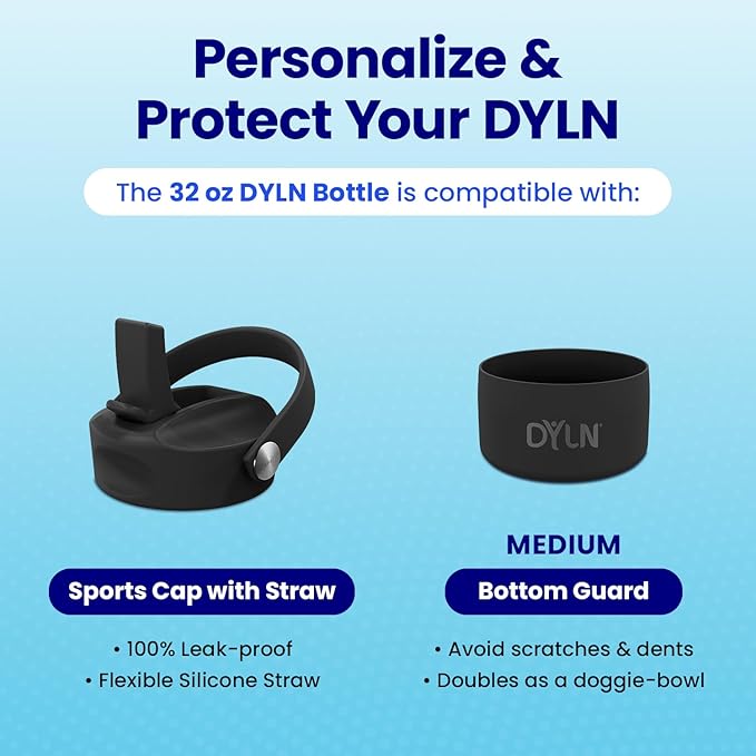 DYLN Hydrogen Water Bottle | Create Hydrating Alkaline Hydrogen-Rich Water Up to 9 pH | Vacuum Insulated Stainless Steel Water Bottle | Keeps Water Cold for 24 Hours