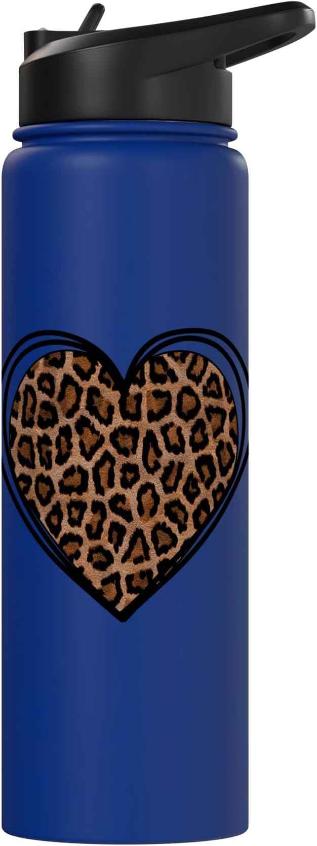 Heart Shape - Cute Cheetah Leopard Print Graphic Stainless Steel Insulated Water Bottle