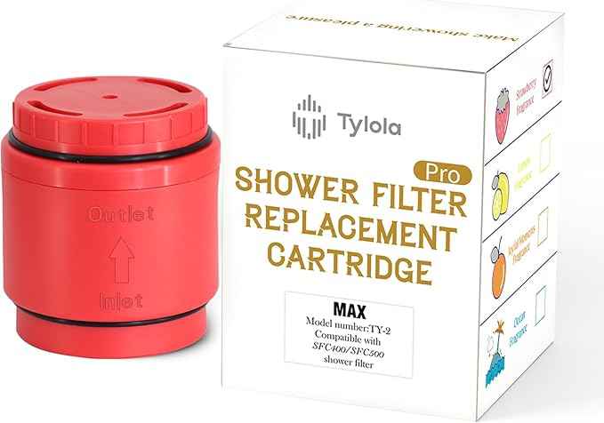Heavy-duty Strawberry-Fragrant Shower Filter Replacement Cartridge.Compatible with SF500 & SF400.Reduce Hard Water| Chlorine | Chemical.For Hair Loss & Skin Allergies.Tylola MAX Model