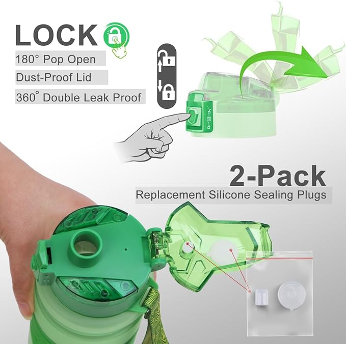 ZORRI Sports Water Bottle, 400/500/700ml/1L, BPA Free Leak Proof Tritan Lightweight Bottles for Outdoors,Camping,Cycling,Fitness,Gym,Yoga- Kids/Adults Drink Bottles with Filter, Lockable Pop Open Lid