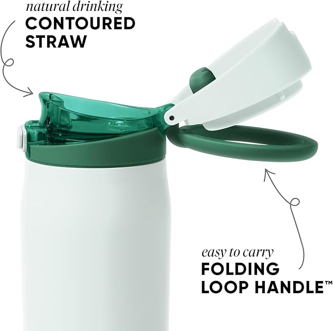 Simple Modern Mesa Loop Water Bottle with Covered Straw and Handle | 24oz Cup Holder Friendly Insulated Stainless Steel Bottles for Travel, Sports and School | Agave