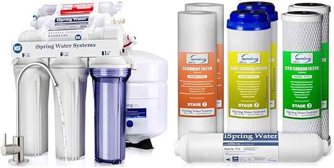 iSpring 6-Stage 75 GPD RO System with Alkaline Remineralization & 7 Replacement Filters for Standard 5-Stage RO Systems