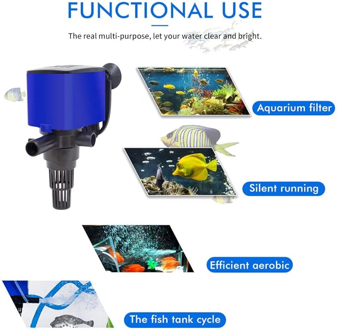 475 GPH Powerhead Submersible Pump - 3 in 1 Aquarium Fish Tank Pump with Oxygenation, Filtration & Water Cycling, 5 ft max lift, 25W - 5 Pack