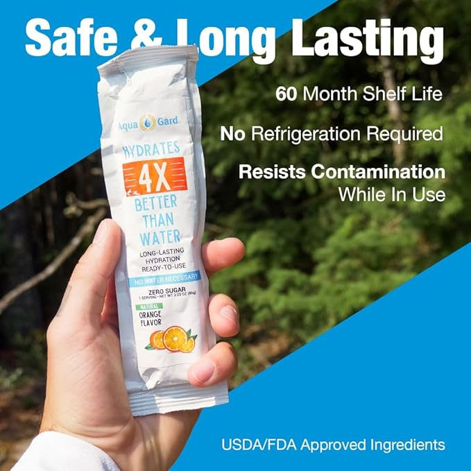 Aqua-Gard Emergency Hydration Gel - Survival Pouches for Disaster Relief | 200% More Effective Hydration | Emergency Pouches for Water Emergency Kit Supply for Extreme Conditions (10 Pack)