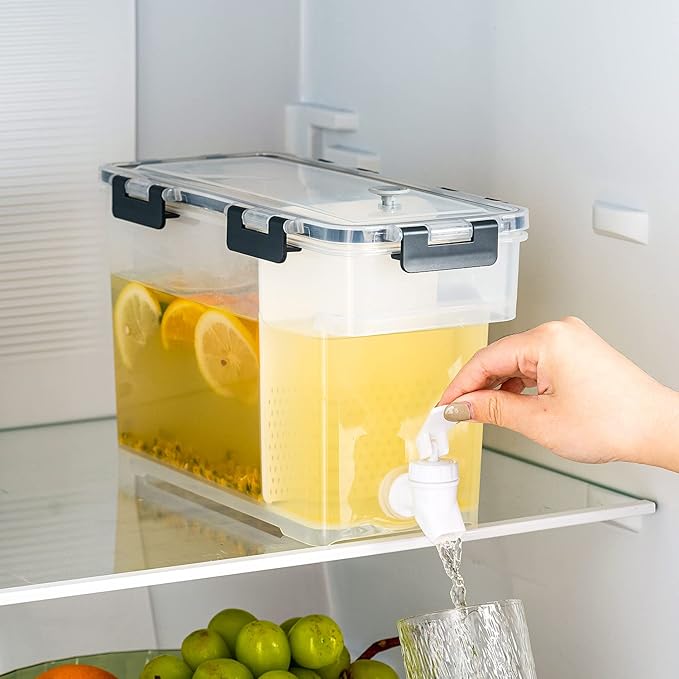 Cold Kettle with Faucet, 3.5L Refrigerator Juice Water Pitcher, Home Plastic Beverage Dispenser, Filter Drink Container for Home, Kitchen, Camping, Party