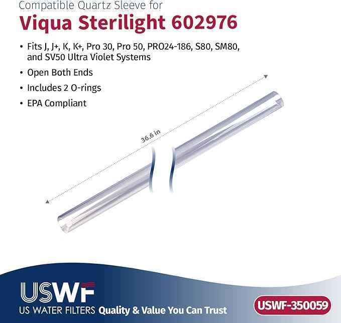 602850-103 Replacement UV Lamp/Sleeve | Fits the VIQUA J/J+/K/K+, Pro 30, Pro 50, S80, SM80, & SV50 Series UV Systems | Made in the USA, US Water Filters