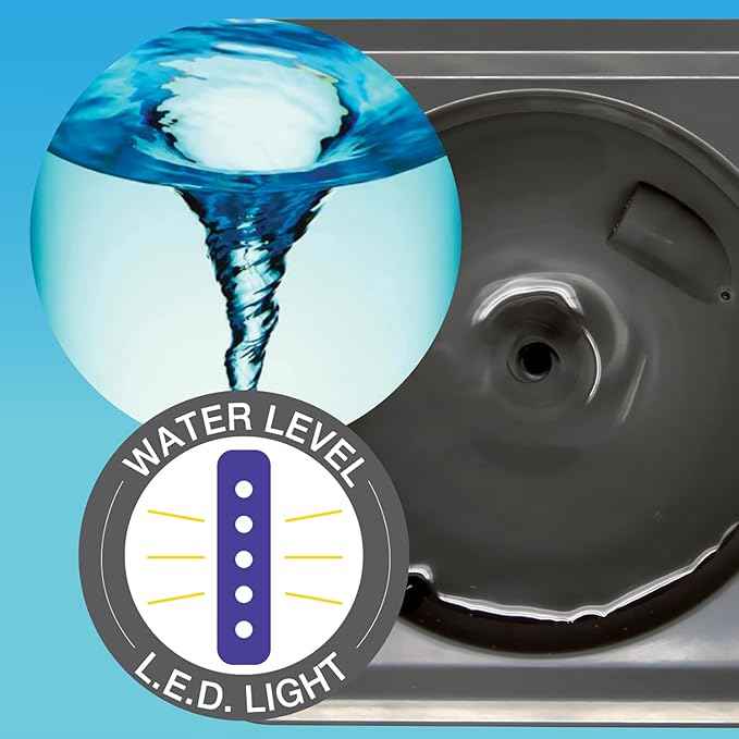 Pioneer Pet Mini Vortex Pet Water Fountain, 80oz/2.3L Cat Water Dispenser, Automatic and Self Cleaning Bowl with LED Light, Perfect for Indoor Cats, Dogs, and Multiple Pets, USB Plug-in