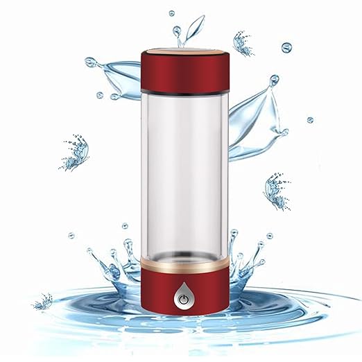 Ion Bottles Hydrogen Water Ionizer,Portable Hydrogen Water Bottle Generator,Improve Water Quality Glass Hydrogen Water Ionizer Machine,Red