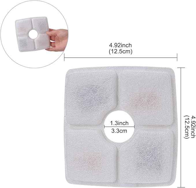 DEWEL 4 Packs Cat Fountain Filter Flower Pet Fountain Replacement Filters Activated Carbon Water Dispenser Filters