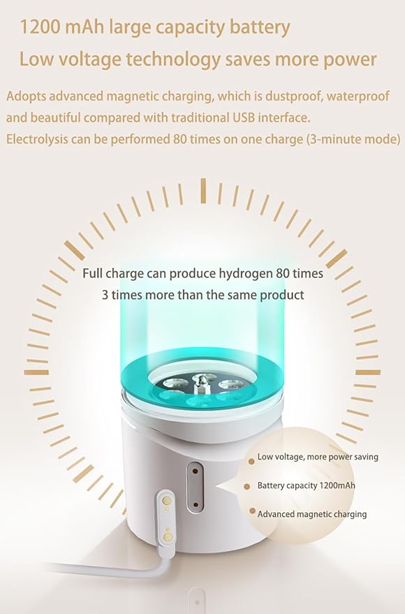 Hydrogen Water Bottle Alkaline, Hydrogen H2 Water Infuser & Hydrogen-Rich Water Machine, Portable & Travel Friendly and Daily Drinking