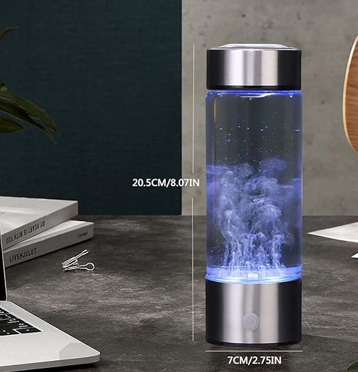 Hydrogen Water Bottle Generator,Portable Hydrogen Water Ionizer Machine, Hydrogen Water Pitcher with New PEM/SPE Technology,Hydrogen Rich Water Glass Health Cup for Home Travel(420ML)