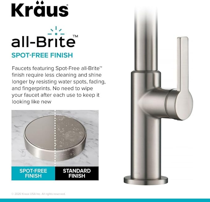 KRAUS Oletto High-Arc Single Handle Pull-Down Kitchen Faucet in Spot Free Stainless Steel, KPF-2821SFS