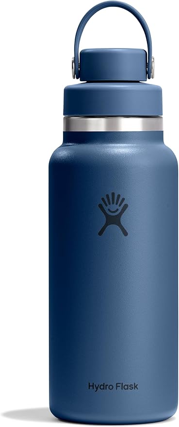 Hydro Flask Water Bottle - Insulated Stainless Steel - Wide Mouth Flex Chug Lid, Non Spill, Leakproof in 32 Oz Harbor Blue