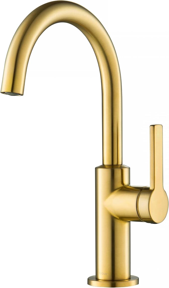 KRAUS Oletto Single Handle Kitchen Bar Faucet in Brushed Brass, KPF-2822BB